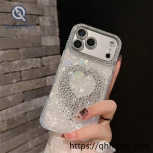 wholesale rhinestone heart glitter case for iphone | funda brillo corazón strass