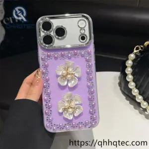 wholesale pearl flower rhinestone case for iphone 18 pro max | funda floral