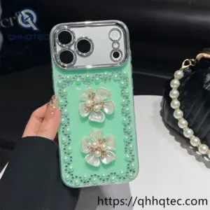 wholesale pearl flower rhinestone case for iphone 18 pro max | funda floral