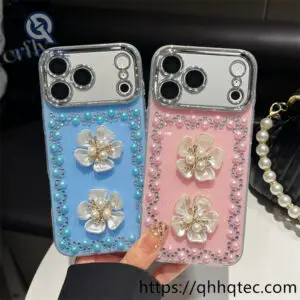wholesale pearl flower rhinestone case for iphone 18 pro max | funda floral