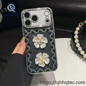 wholesale pearl flower rhinestone case for iphone 18 pro max | funda floral