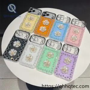 wholesale pearl flower rhinestone case for iphone 18 pro max | funda floral