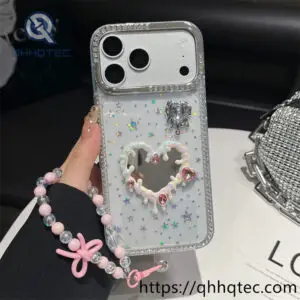 wholesale drip heart mirror chain case for iphone 18 pro max | funda corazón