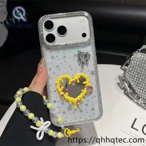 wholesale drip heart mirror chain case for iphone 18 pro max | funda corazón
