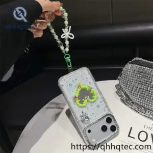 wholesale drip heart mirror chain case for iphone 18 pro max | funda corazón