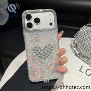 wholesale rhinestone heart glitter case for iphone 18 pro | funda con corazón