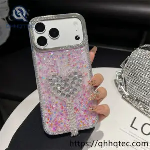 wholesale rhinestone heart glitter case for iphone 18 pro | funda con corazón