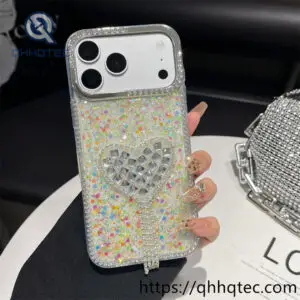 wholesale rhinestone heart glitter case for iphone 18 pro | funda con corazón