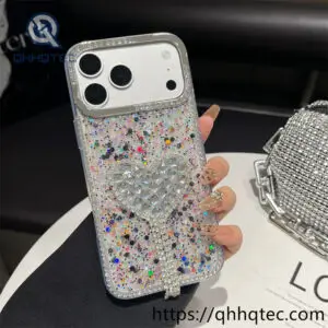 wholesale rhinestone heart glitter case for iphone 18 pro | funda con corazón