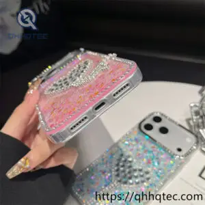 wholesale rhinestone heart glitter case for iphone 18 pro | funda con corazón