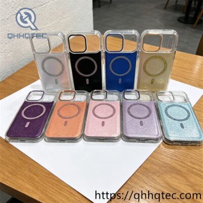 wholesale glitter magnetic clear case for iphone 17 18 funda brillo magsafe latam