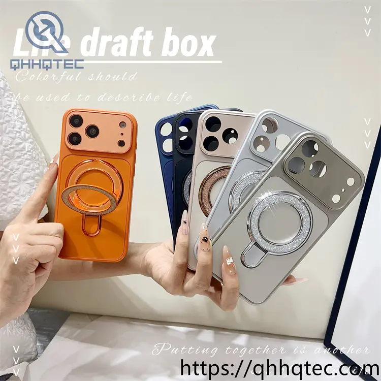 wholesale crystal magnetic stand case for iphone 17/18 pro max | funda soporte