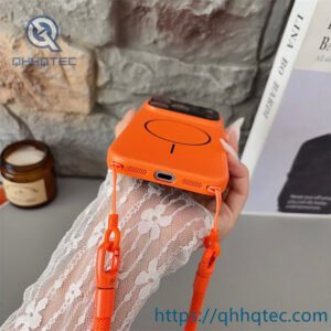 wholesale perforated magnetic lanyard case for iphone 18 pro max | funda con correa
