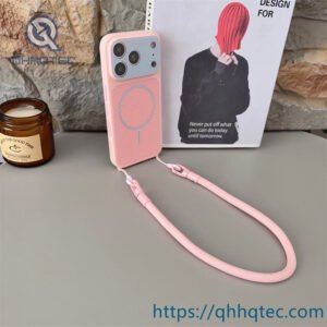wholesale perforated magnetic lanyard case for iphone 18 pro max | funda con correa