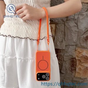 wholesale perforated magnetic lanyard case for iphone 18 pro max | funda con correa