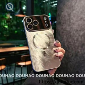 wholesale feather veil big window magnetic case for iphone 18 funda magsafe pluma latam