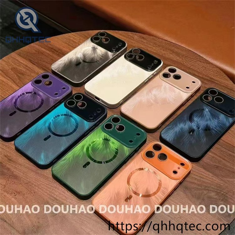 wholesale feather veil big window magnetic case for iphone 18 funda magsafe pluma latam