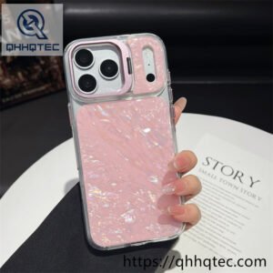 wholesale pearl shell lens stand case for iphone 18 pro max funda nácar soporte