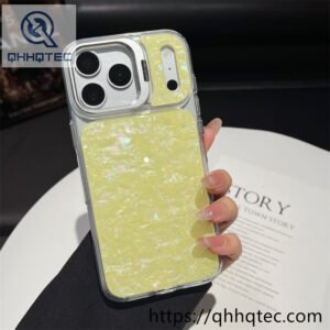 wholesale pearl shell lens stand case for iphone 18 pro max funda nácar soporte