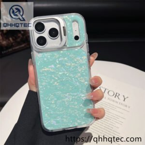 wholesale pearl shell lens stand case for iphone 18 pro max funda nácar soporte