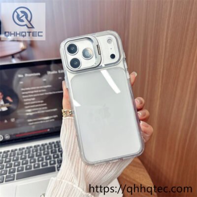 wholesale clear lens stand case for iphone 18 pro max funda transparente con soporte