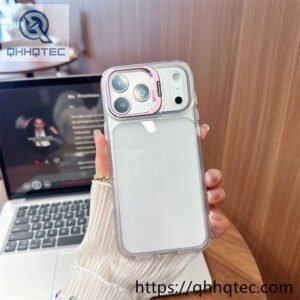 wholesale clear lens stand case for iphone 18 pro max funda transparente con soporte