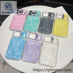 wholesale glitter pearl stand case for iphone 18 pro max funda brillo con soporte