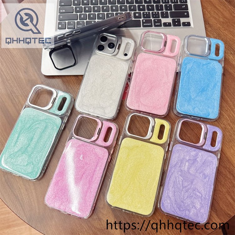 wholesale glitter pearl stand case for iphone 18 pro max funda brillo con soporte