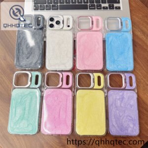 wholesale glitter pearl stand case for iphone 18 pro max funda brillo con soporte