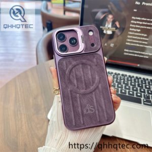 wholesale leather grain magnetic stand case for iphone 18 pro max funda magsafe cuero