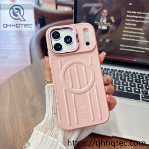 wholesale leather grain magnetic stand case for iphone 18 pro max funda magsafe cuero