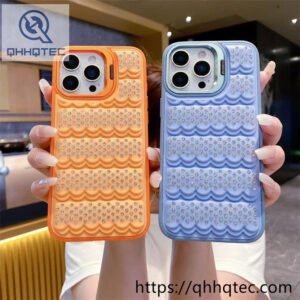 wholesale rhinestone wave stand case for iphone 18 pro max funda con soporte cámara