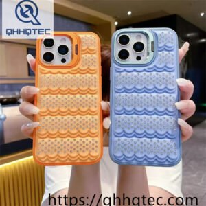 wholesale rhinestone wave stand case for iphone 18 pro max funda con soporte cámara