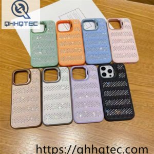 wholesale rhinestone wave stand case for iphone 18 pro max funda con soporte cámara