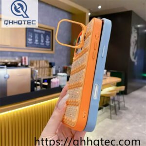 wholesale rhinestone wave stand case for iphone 18 pro max funda con soporte cámara