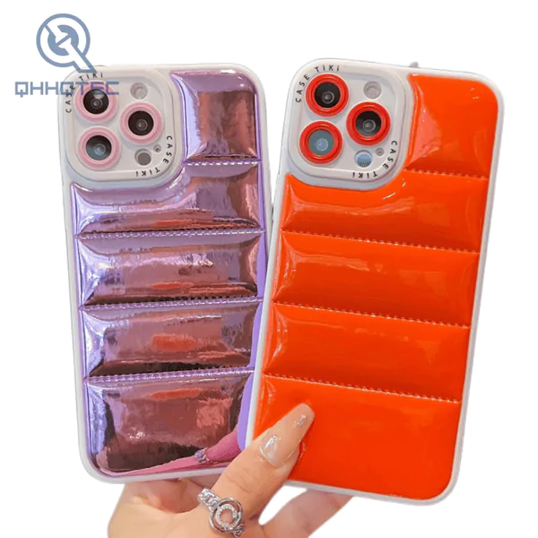 colorful design down jacket case for iphone 14 pro max