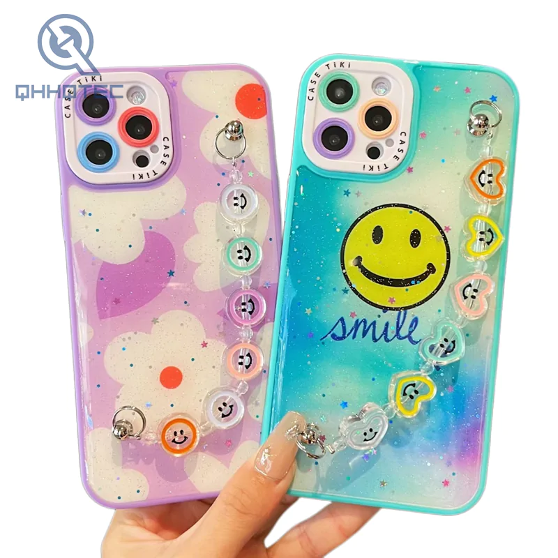 colorful phone cases with big pearl chain (复制)