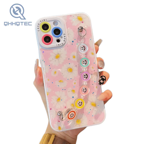 cute camera cover phone case for iphone with heart chain