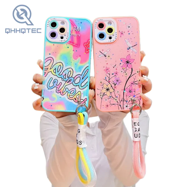 girl design case with lanyard for iphone