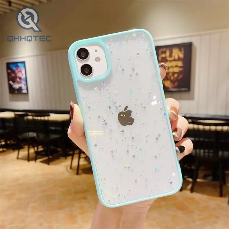 glitter drop glue transparent case/ glitter case for iphone