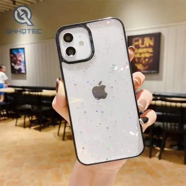 glitter drop glue transparent case/ glitter case for iphone