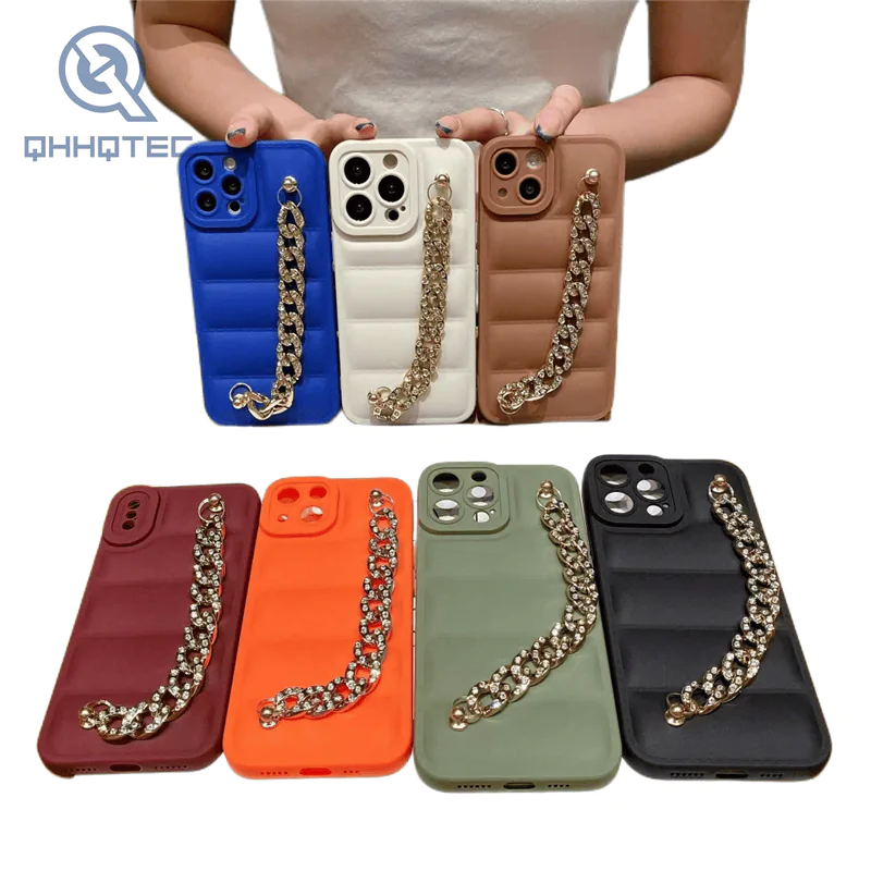 leather case with diamond chain