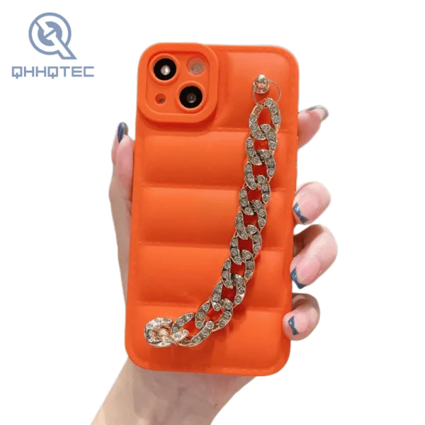 leather case with diamond chain