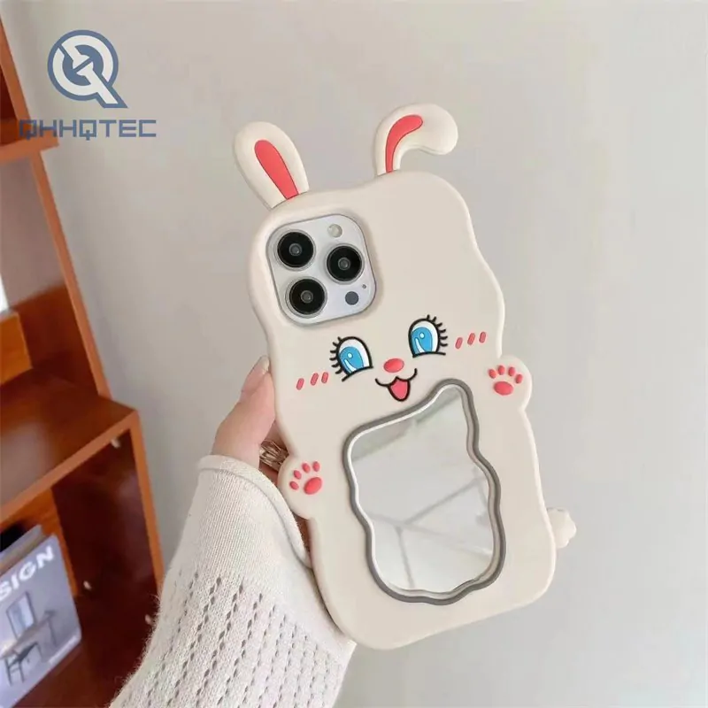 rabbit apple silicone case mirror case