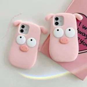 lovely pig pig silicone phone case