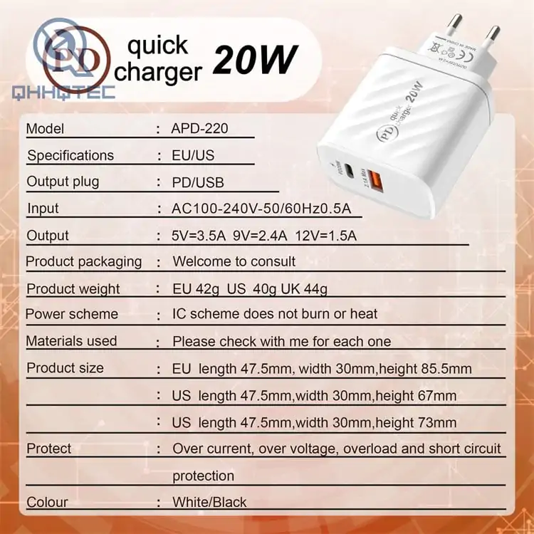AC 20W charger for iPhone charger adapter