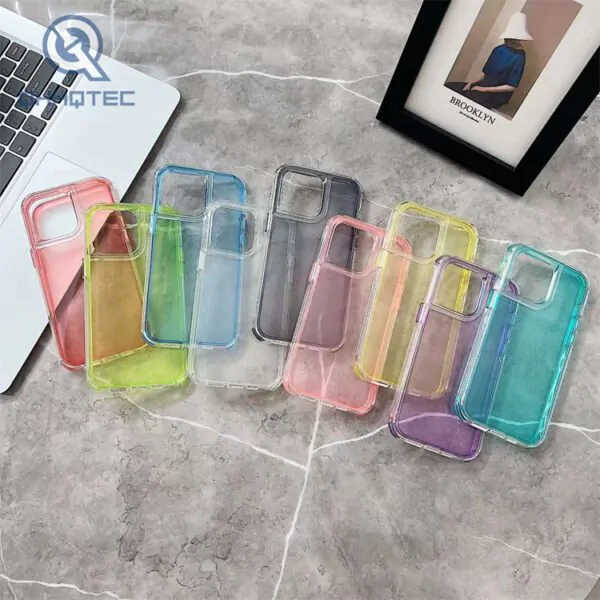 2 in 1 transparent case for iphone 15 series 15 plus 15 pro max