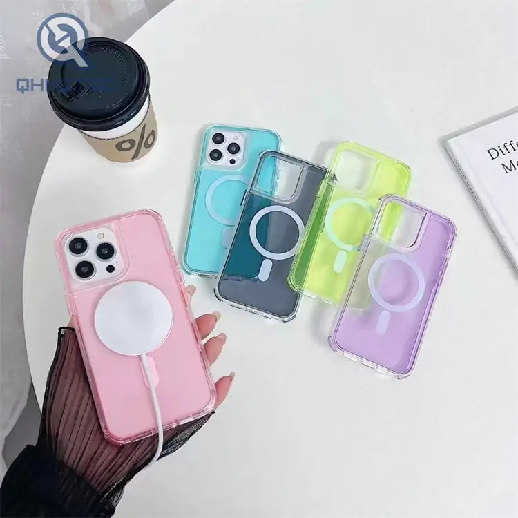2 in 1 magsafe transparent case for iphone android