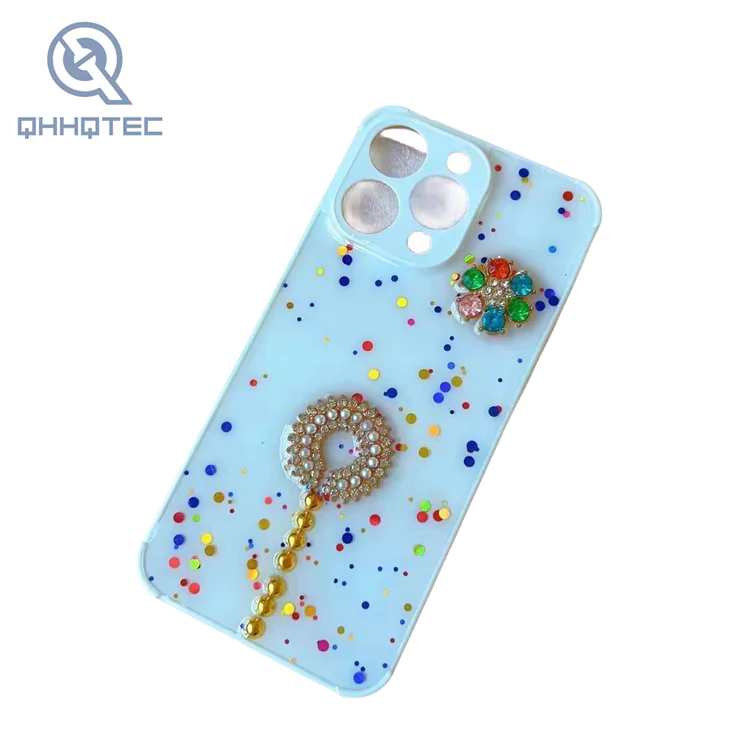 popular drop glue containing pearl accessories phone case for iphone 13 pro