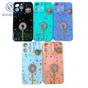 popular drop glue containing pearl accessories phone case for iphone 13 pro